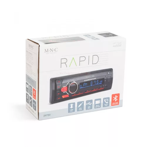 Fejegység "Rapid" - 1 DIN - 4 x 50 W - BT - MP3 - AUX - SD - USB