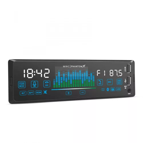 Fejegység "PhantomX" - 1 DIN - 4 x 50 W - gesztusvezérlés - BT - MP3 - AUX - USB