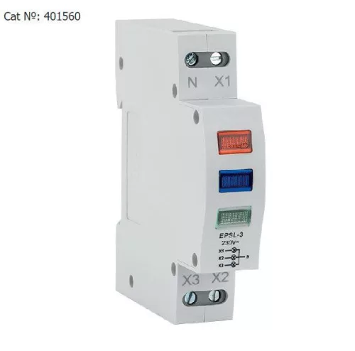 Jelző lámpa sínre szerelhető 230V Piros/Zöld/Kék