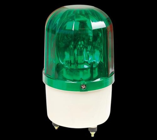 Jelző lámpa szirénával 230V 9W zöld