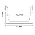 LED alumínium profil sín 1000x17x8mm U profil