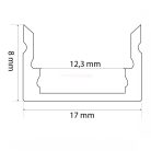 LED alumínium profil sín 2000x17x8mm U profil