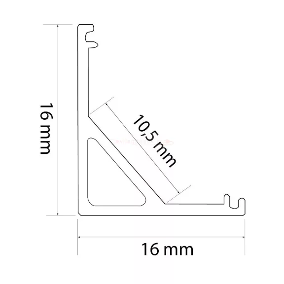 LED alumínium profil sín 1000x16x16mm