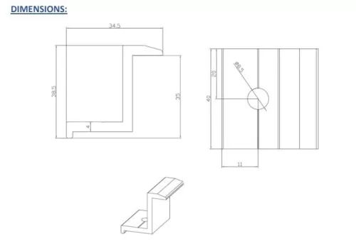 Napelem rögzítőelem szélső rögzítő elem 35mm - fekete