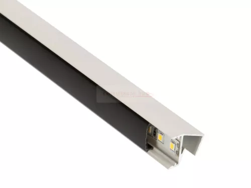 GLASS SHELF Fehér - üvegpolc profil LED szalaghoz (Fekete búrával)