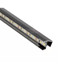   GLASS SHELF Fekete - üvegpolc profil LED szalaghoz (Átlátszó búrával)