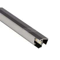   GLASS SHELF Fekete - üvegpolc profil LED szalaghoz (Opál búrával)