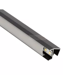   GLASS SHELF Fekete - üvegpolc profil LED szalaghoz (Opál búrával)