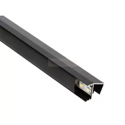   GLASS SHELF Fekete - üvegpolc profil LED szalaghoz (Fekete búrával)