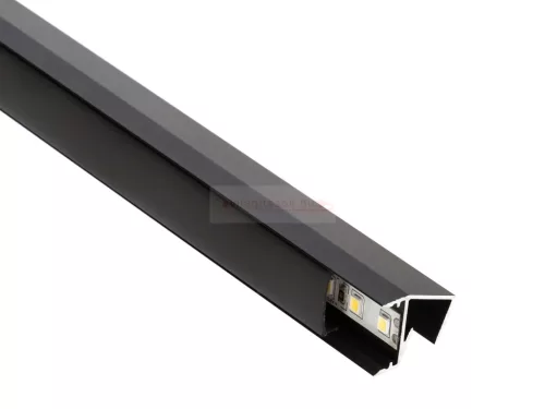 GLASS SHELF Fekete - üvegpolc profil LED szalaghoz (Fekete búrával)