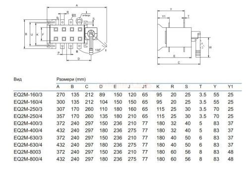 Átkapcsoló készülék EQ2M-250 250A 4P