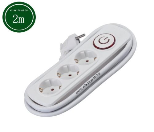 Elmark 3 dugaljas hálózati elosztó, kapcsolóval 2m