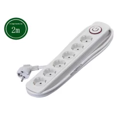 Elmark 6 dugaljas hálózati elosztó, kapcsolóval 2m