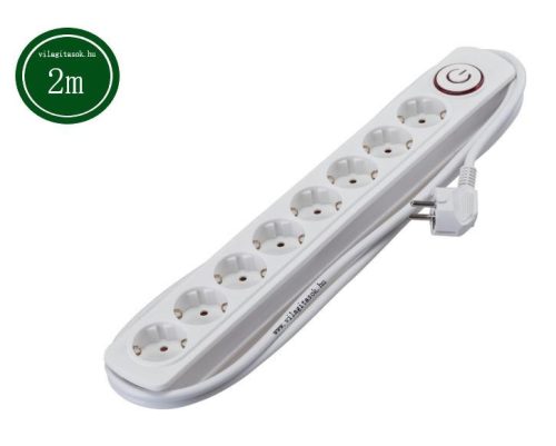 Elmark 8 dugaljas hálózati elosztó, kapcsolóval 2m