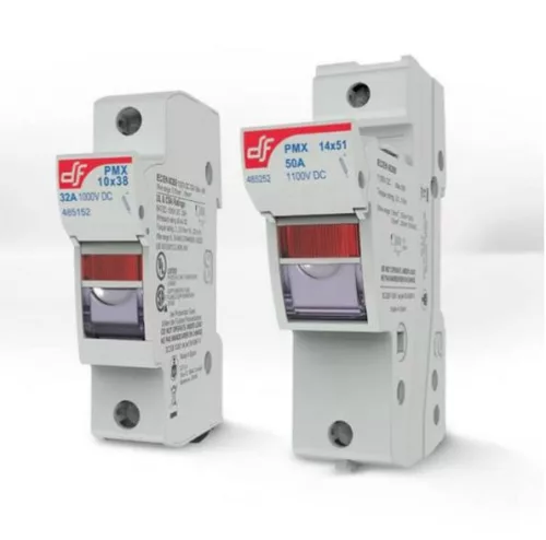 Szolár hengeres biztosító aljzat 10x38mm 2P 1000V PMX-10 kijelzővel