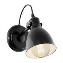   EGLO Vintage 49468 PRIDDY fali lámpa fekete, fehér E27 1x40W