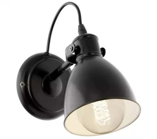 EGLO Vintage 49468 PRIDDY fali lámpa fekete, fehér E27 1x40W