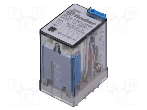 55.34 miniatűr ipari relé 7A 24VDC 4CO Finder LED