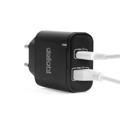   Hálózati Adapter USB + Type-C PD20W gyorstöltéssel - fekete