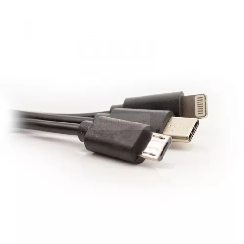 Univerzális telefontöltő, micro USB + iPhone csatlakozással + USB 1A