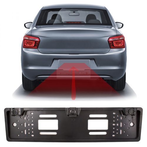 Rendszámtábla keretbe épített tolatókamera + szenzorok - 12V