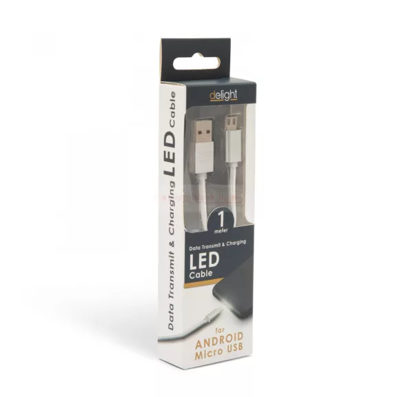 Adatkábel - MicroUSB - 1m fehér