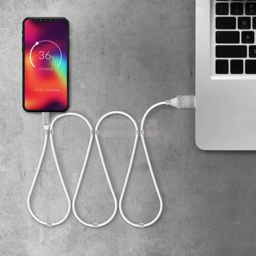 Mágneses adatkábel - MicroUSB - 2A - fehér