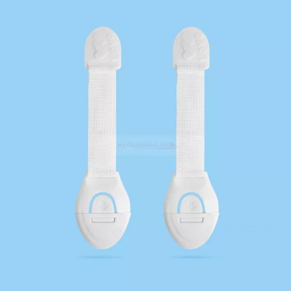 Biztonsági gyerekzár ajtóra - 21 cm - öntapadós - fehér - 2 db / csomag