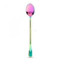   Rozsdamentes acél kávéskanál / latte macchiato kanál - szivárványos - 195 x 32 mm - 2 db / csomag