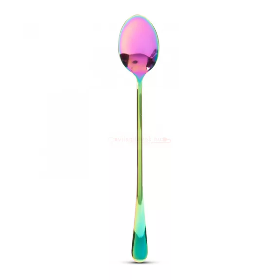 Rozsdamentes acél kávéskanál / latte macchiato kanál - szivárványos - 195 x 32 mm - 2 db / csomag