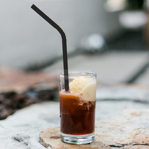 Papír szívószál - fekete 150db