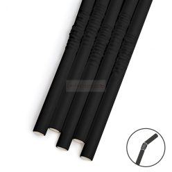   Papír szívószál - fekete - 190 x 4,5 mm - 150 db / csomag