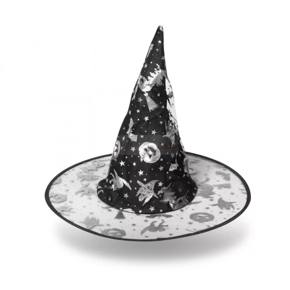 Halloween-i boszorkány kalap - 4 szín, poliészter - 38 x 34 cm