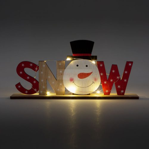 LED-es karácsonyi polcdísz - hóemberes - 24 x 4 x 11 cm