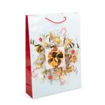   Karácsonyi ajándéktasak - papír - 330 x 102 x 457 mm - 4 féle / csomag - 12 db / csomag