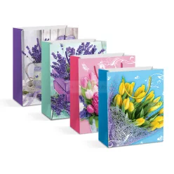   Ajándéktasak - papír - 178 x 102 x 228 mm - 4 féle / csomag - 12 db / csomag