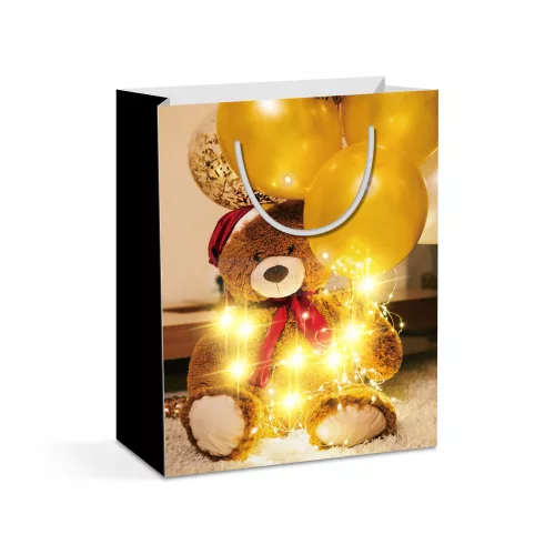 Ajándéktasak - 10 LED, papír - 265 x 127 x 330 mm - 2 féle / csomag