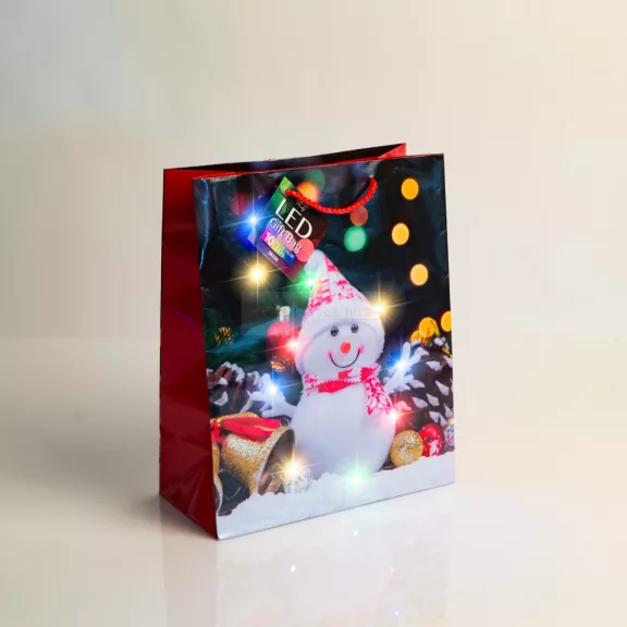 Ajándéktasak - 10 színes LED, papír - 265 x 127 x 330 mm - 4 féle