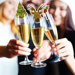   Karácsonyi pohárjelölő dekoráció - 8 féle - 16 db / csomag