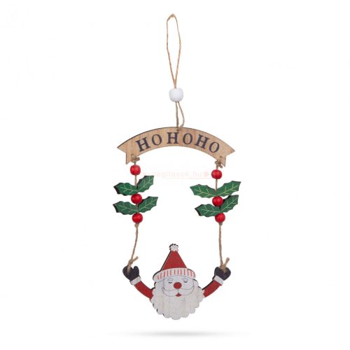 Karácsonyi dekoráció - Fa, mikulás - 13 x 17 cm