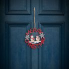 Karácsonyi dekoráció - fa, piros hóember - 10 cm