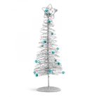 Karácsonyi, glitteres, fém karácsonyfa - 28 cm - ezüst