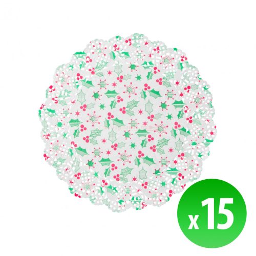 Karácsonyi, papír tányéralátét - 21,5 cm - 15 db / csomag