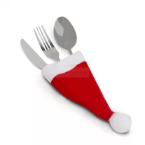   Karácsonyi evőeszköz dekor - mikulássapka - 17 cm - 3 féle - 6 db / csomag