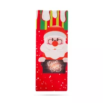   Karácsonyi italos üveg tartó szalaggal - mikulás - poliészter - 32 x 12,5 cm