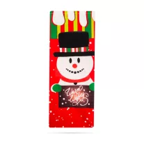  Karácsonyi italos üveg tartó szalaggal - hóember - poliészter - 32 x 12,5 cm