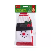   Karácsonyi italos üveg dekor - 3D hóember - poliészter - 27 x 12 cm