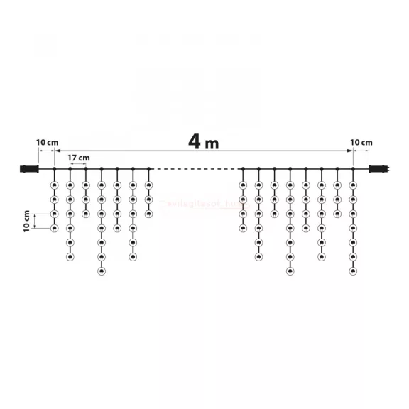 Fényfüggöny - 200 db LED - hidegfehér - hálózati - IP44 - 4,2 m - 8 program