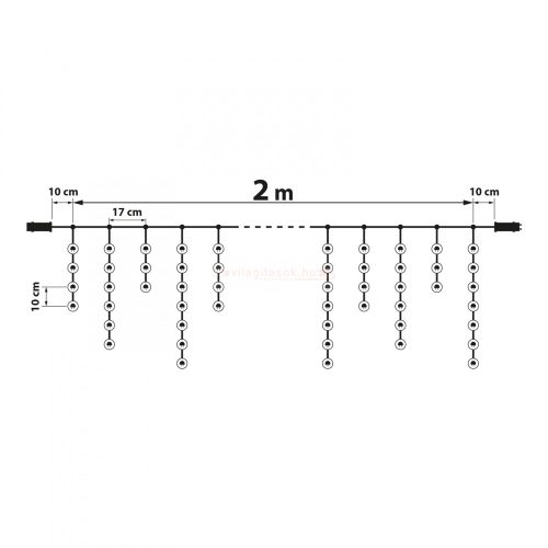 Fényfüggöny - 100 db LED - középfehér - hálózati - IP44 - 2,2 m - 8 program