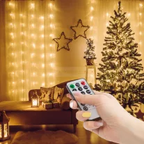   Fényfüggöny - 100 db melegfehér microLED-del - 3 x 1 m - 230V - távirányítós